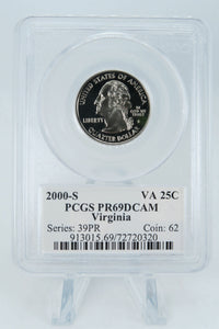 2000-S PCGS PR69DCAM Virginia State Quarter Proof 25C