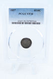1857-P PCGS VF20 Seated Liberty Half Dime Business Strike H10C