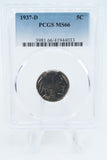 1937-D PCGS MS66 Buffalo Nickel Business Strike 5C
