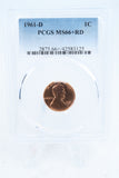 1961-D PCGS MS66+RD Lincoln Memorial Cent Business Strike 1C