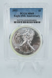 2011 PCGS MS69 American Silver Eagle 25th Anniversary Business Strike 1 oz