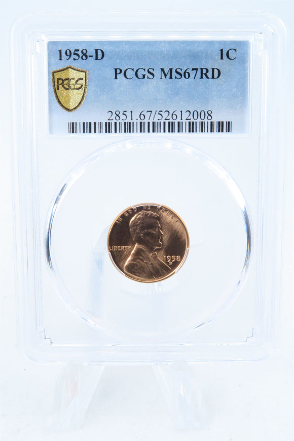 1958-D PCGS MS67RD Lincoln Wheat Cent Business Strike 1C