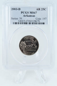 2003-D PCGS MS67 Arkansas State Quarter Business Strike 25C