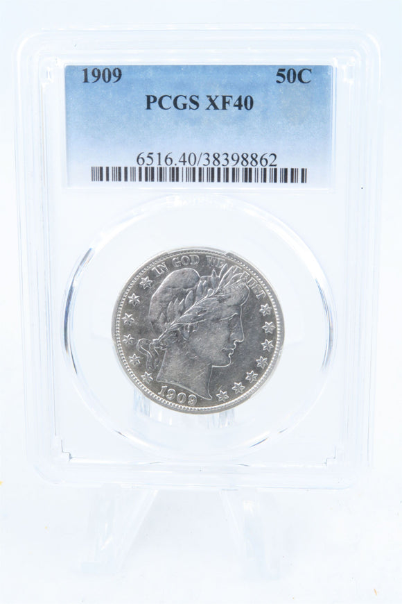 1909-P PCGS XF40 Barber Half Dollar Business Strike 50C