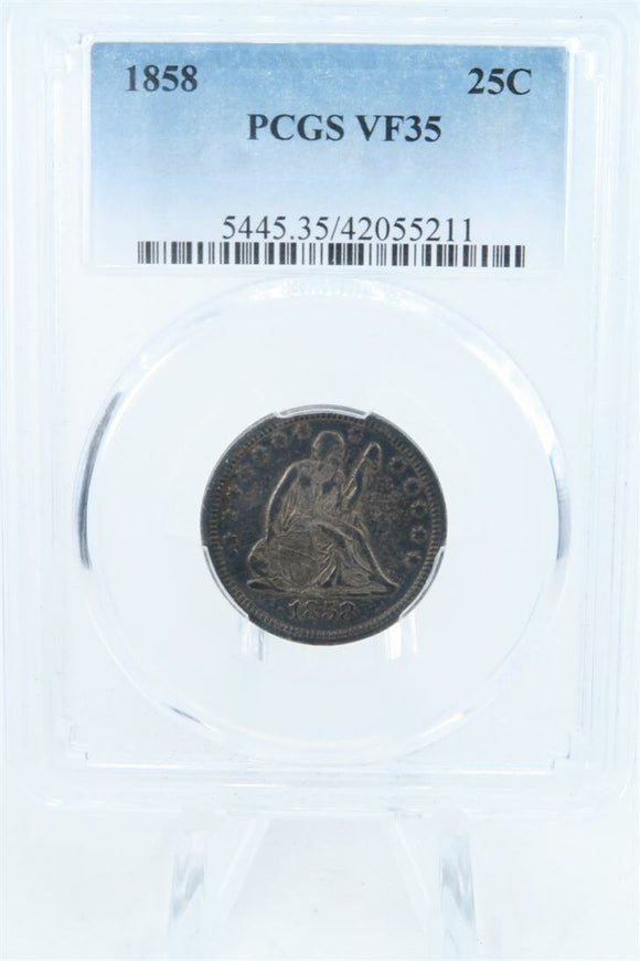 1858-P PCGS VF35 Liberty Seated Quarter Business Strike 25C