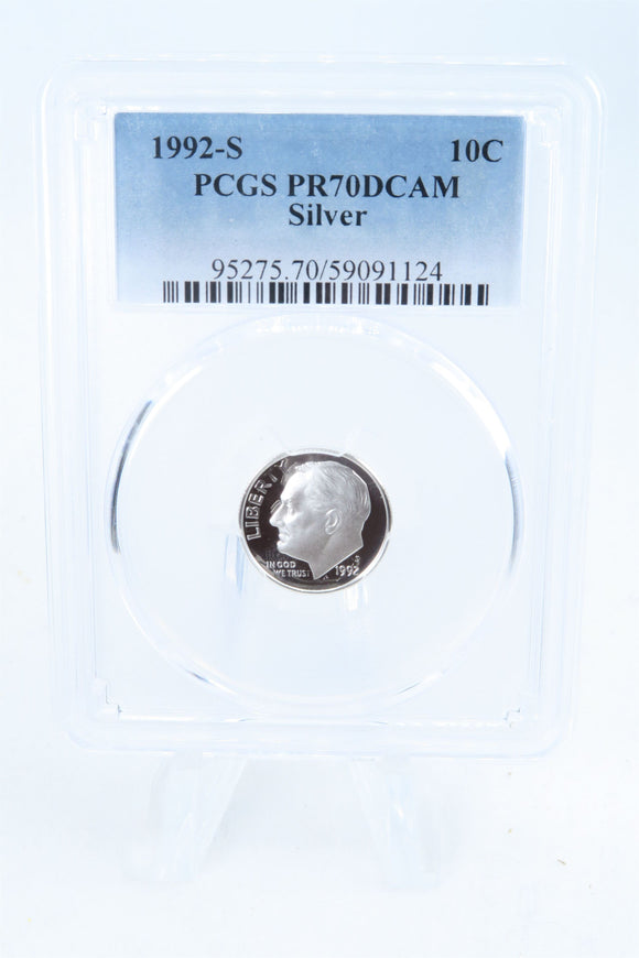 1992-S PCGS PR70DCAM Silver Roosevelt Dime Proof 10C