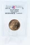 2007-D PCGS SP69 John Adams Position A Presidential Dollar Satin Finish