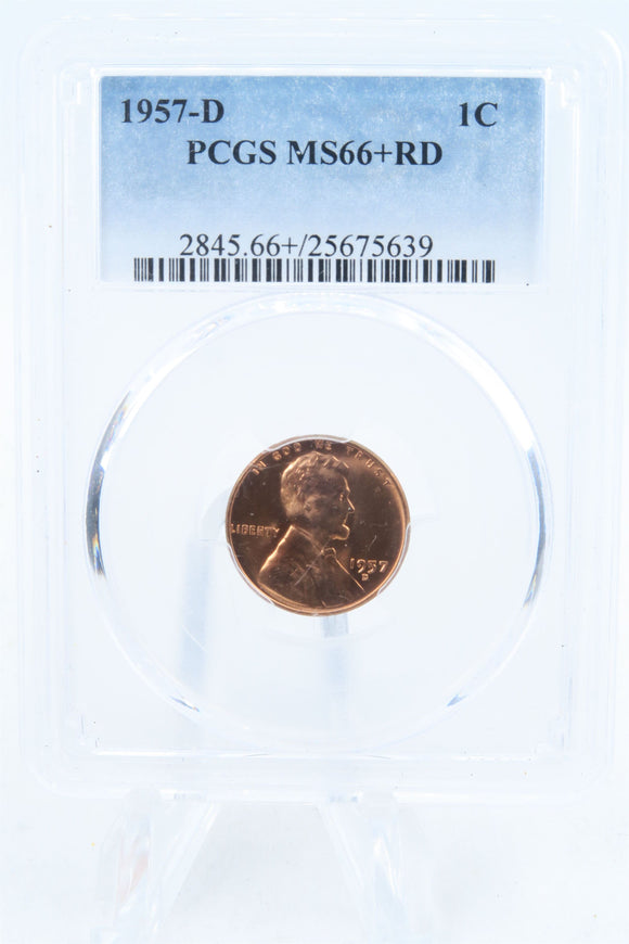 1957-D PCGS MS66+RD Lincoln Wheat Cent Business Strike 1C
