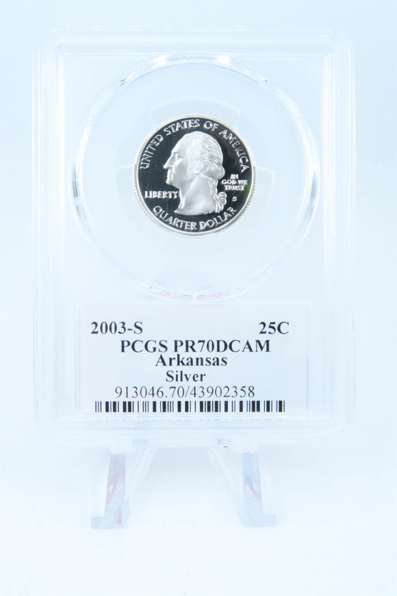 2003-S PCGS PR70DCAM Silver Arkansas State Quarter Proof 25C