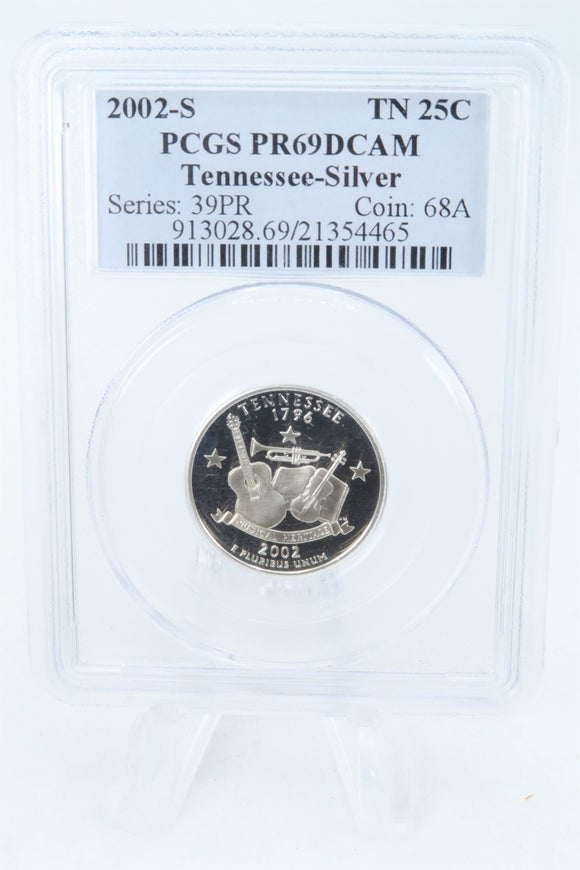 2002-S PCGS PR69DCAM Silver Tennessee State Quarter Proof 25C