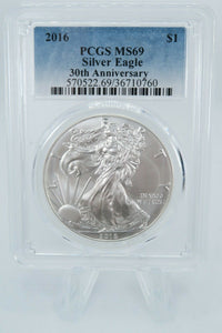 2016 PCGS MS69 American Silver Eagle Bullion Dollar Business Strike 1 oz