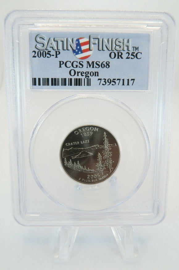 2005-P PCGS MS68 Oregon State Quarter Satin Finish 25C