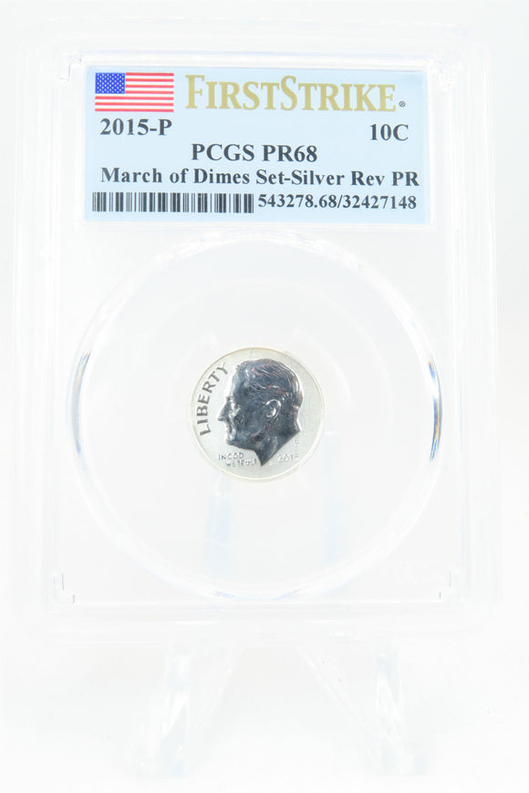 2015-P PCGS PR68 Silver Reverse Proof Roosevelt Dime 10C