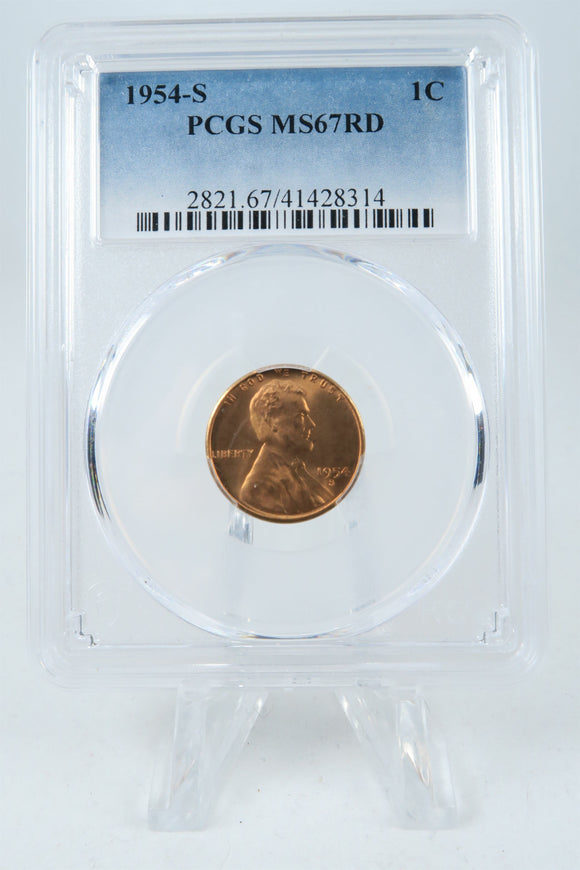 1954-S PCGS MS67RD Lincoln Wheat Cent Business Strike 1C