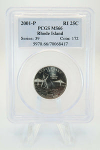 2001-P PCGS MS66 Rhode Island State Quarter Business Strike 25C