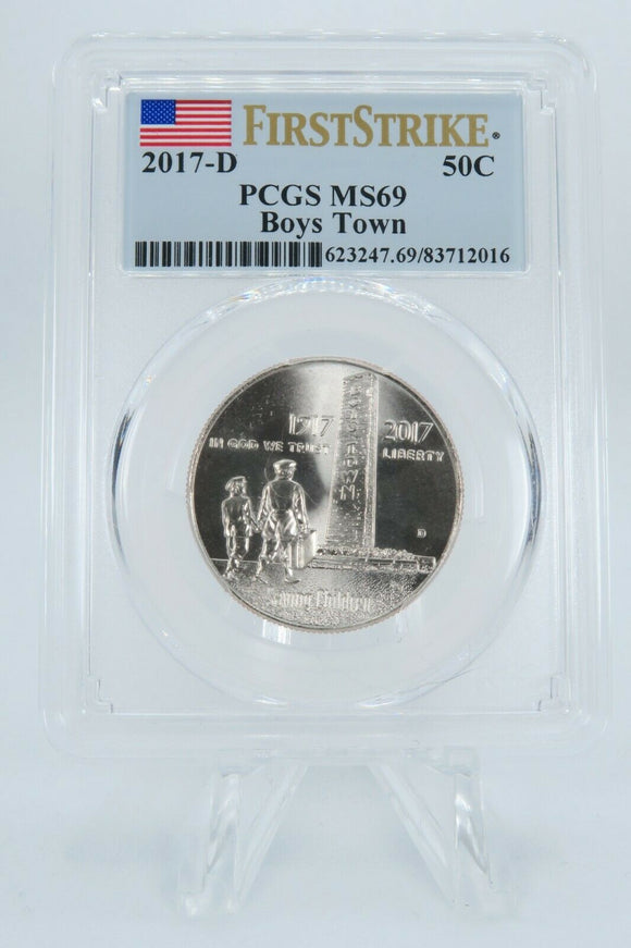 2017-D PCGS MS69 Boys Town Commemorative Clad Half Dollar Business Strike 50C