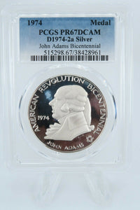 1974 PCGS PR67DCAM John Adams Bicentennial Medal D1974-2a Silver *Spotting*