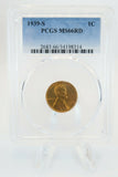 1939-S PCGS MS66RD Lincoln Wheat Cent Business Strike 1C