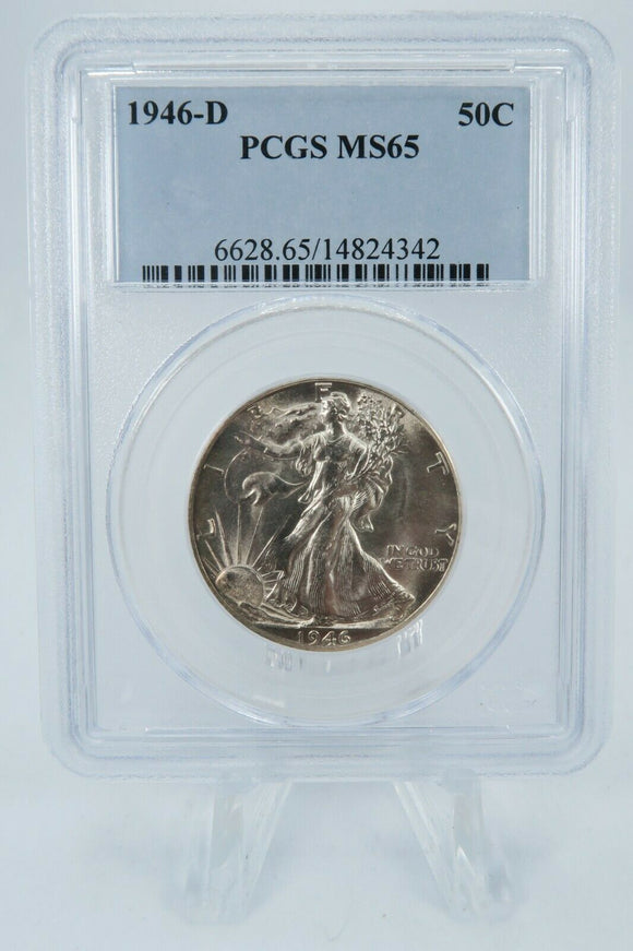 1946-D PCGS MS65 Walking Liberty Half Dollar Business Strike Walker Silver 50C