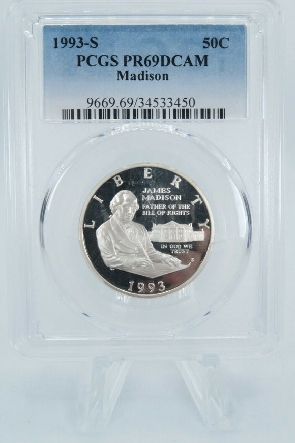 1993-S PCGS PR69DCAM Madison Clad Commemorative Proof 50C