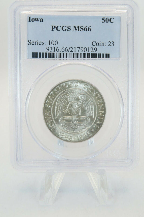 1946-P PCGS MS66 Iowa Silver Commemorative Half Business Strike 50C