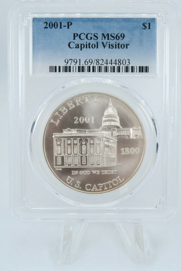 2001-P PCGS MS69 Capitol Visitor Commemorative Silver Dollar Business Strike $1