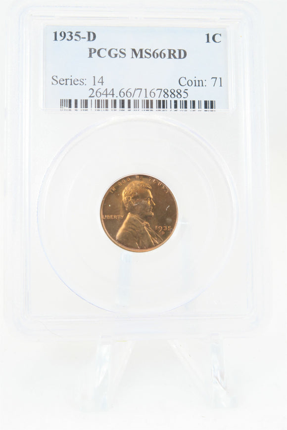 1935-D PCGS MS66RD Lincoln Wheat Cent Business Strike 1C