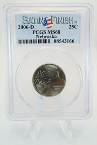 2006-D PCGS MS68 Nebraska State Quarter Satin Finish 25C