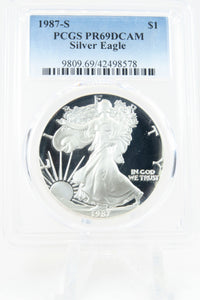 1987-S PCGS PR69DCAM Silver Eagle Dollar Proof