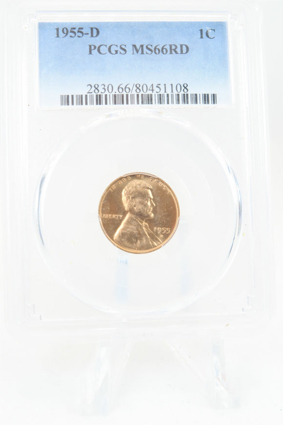 1955-D PCGS MS66RD Lincoln Wheat Cent Business Strike 1C