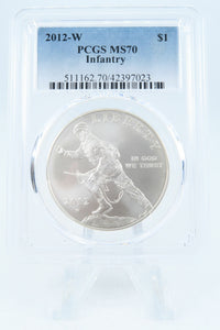 2012-W PCGS MS70 Infantry Silver Modern Commemorative Dollar