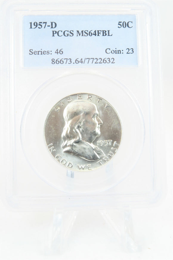 1957-D PCGS MS64FBL Franklin Half Dollar Full Bell Lines 50C