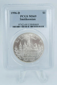 1996-D PCGS MS69 Smithsonian Commemorative Silver Dollar Business Strike $1