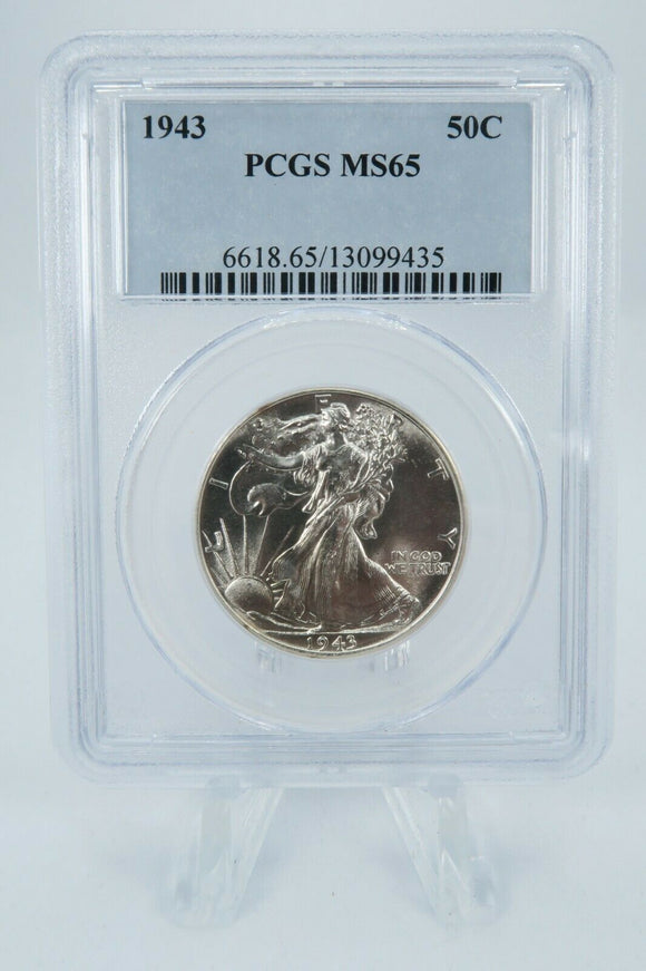 1943-P PCGS MS65 Walking Liberty Half Dollar Business Strike Walker Silver 50C