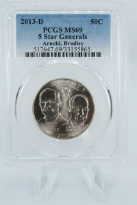 2013-D PCGS MS69 5 Star Generals - Arnold, Bradley Clad Half Business Strike 50C