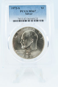 1972-S PCGS MS67 Silver Eisenhower Ike Dollar Business Strike