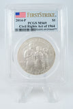 2014-P PCGS MS69 Civil Rights Act Of 1964 Silver Modern Commemorative Dollar