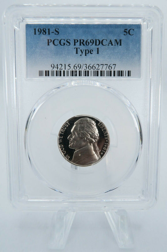 1981-S PCGS PR69DCAM Type 1 Jefferson Nickel Proof 5C