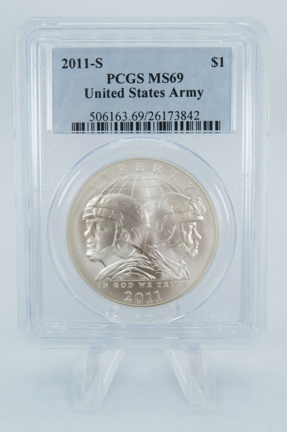 2011-S PCGS MS69 United States Army Silver Dollar Business Strike $1