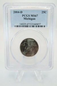 2004-D PCGS MS67 Michigan State Quarter Business Strike 25C