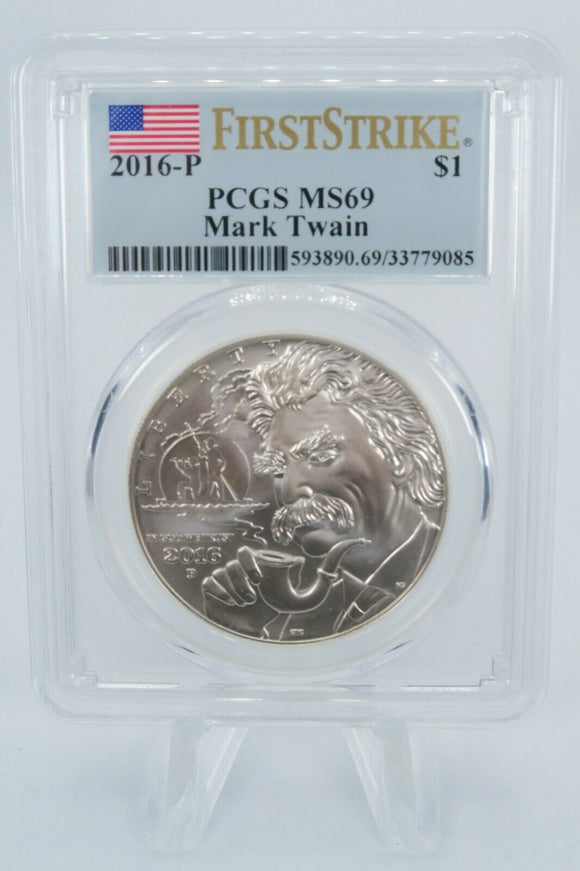 2016-P PCGS MS69 Mark Twain Commemorative Silver Dollar Business Strike $1