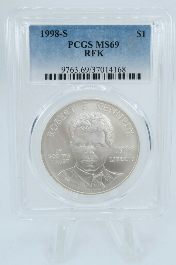 1998-S PCGS MS69 RFK Robert F Kennedy Silver Dollar Business Strike $1