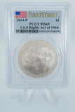 2014-P PCGS MS69 Civil Rights Act of 1964 Silver Dollar Business Strike $1