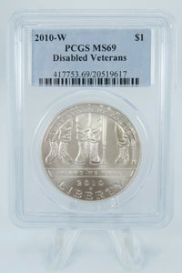 2010-W PCGS MS69 Disabled Veterans Silver Dollar Business Strike $1