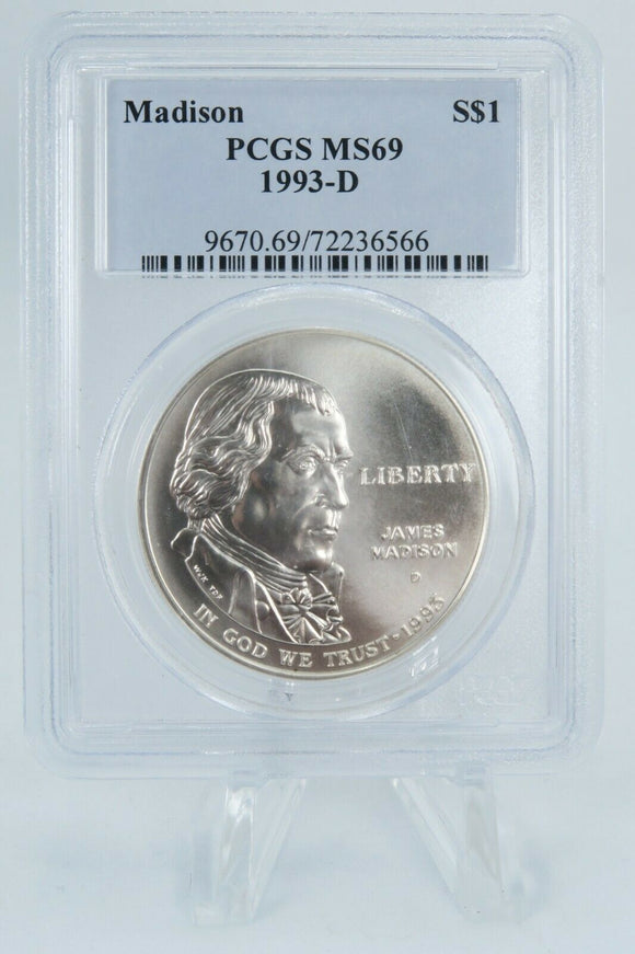 1993-D PCGS MS69 Madison Modern Commemorative Silver Dollar Business Strike $1