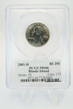 2001-D PCGS MS66 Rhode Island State Quarter Business Strike 25C