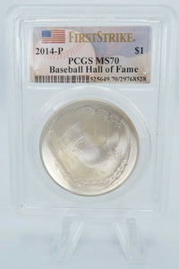 2014-P PCGS MS70 Baseball Hall of Fame Silver Dollar Business Strike $1