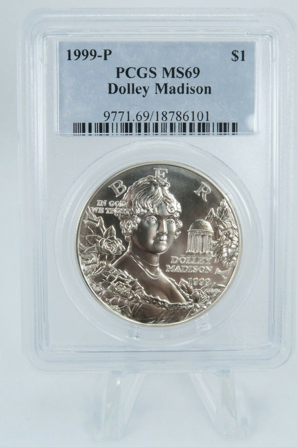 1999-P PCGS MS69 Dolley Madison Silver Dollar Business Strike $1