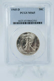 1945-D PCGS MS65 Walking Liberty Half Dollar Business Strike Walker Silver 50C