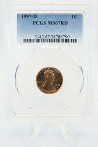 1997-D PCGS MS67RD Lincoln Memorial Cent Business Strike 1C